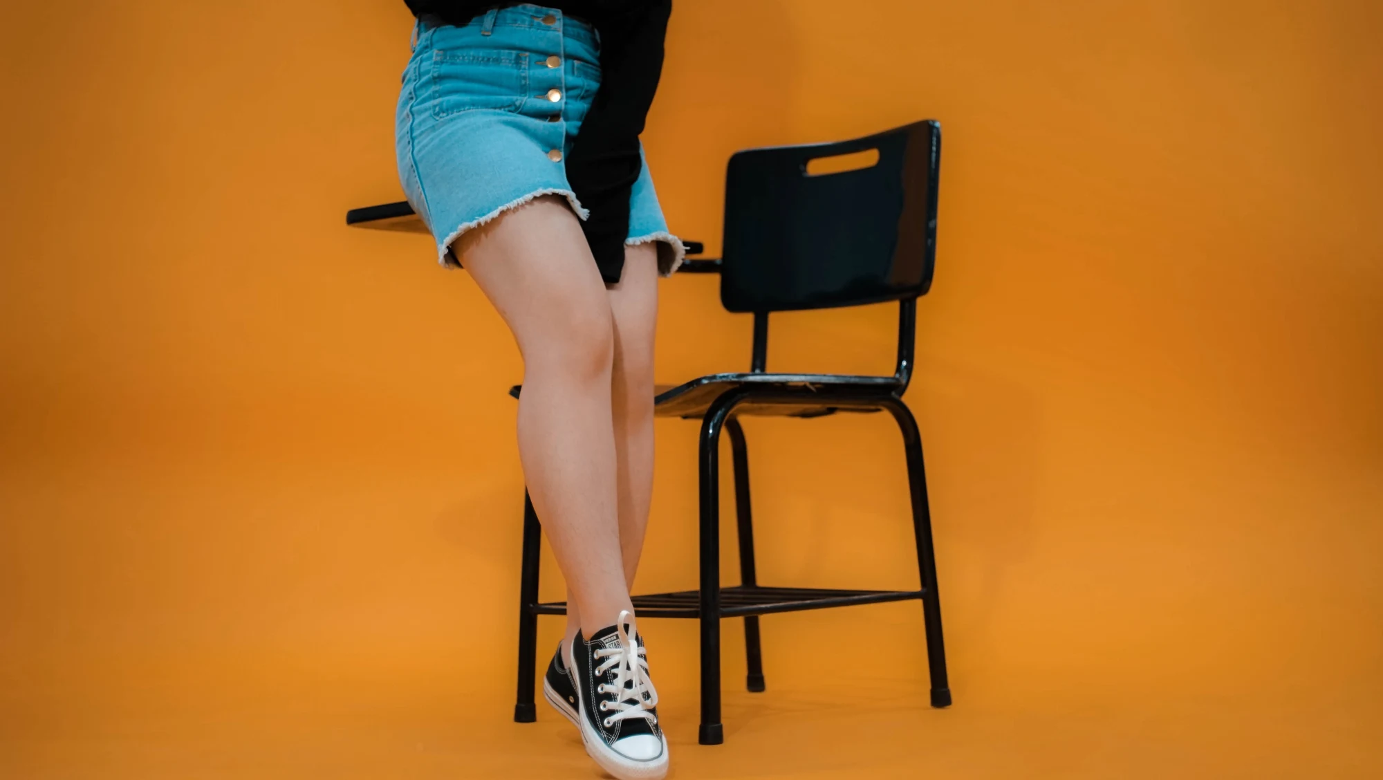 Yellow studio, blue denim